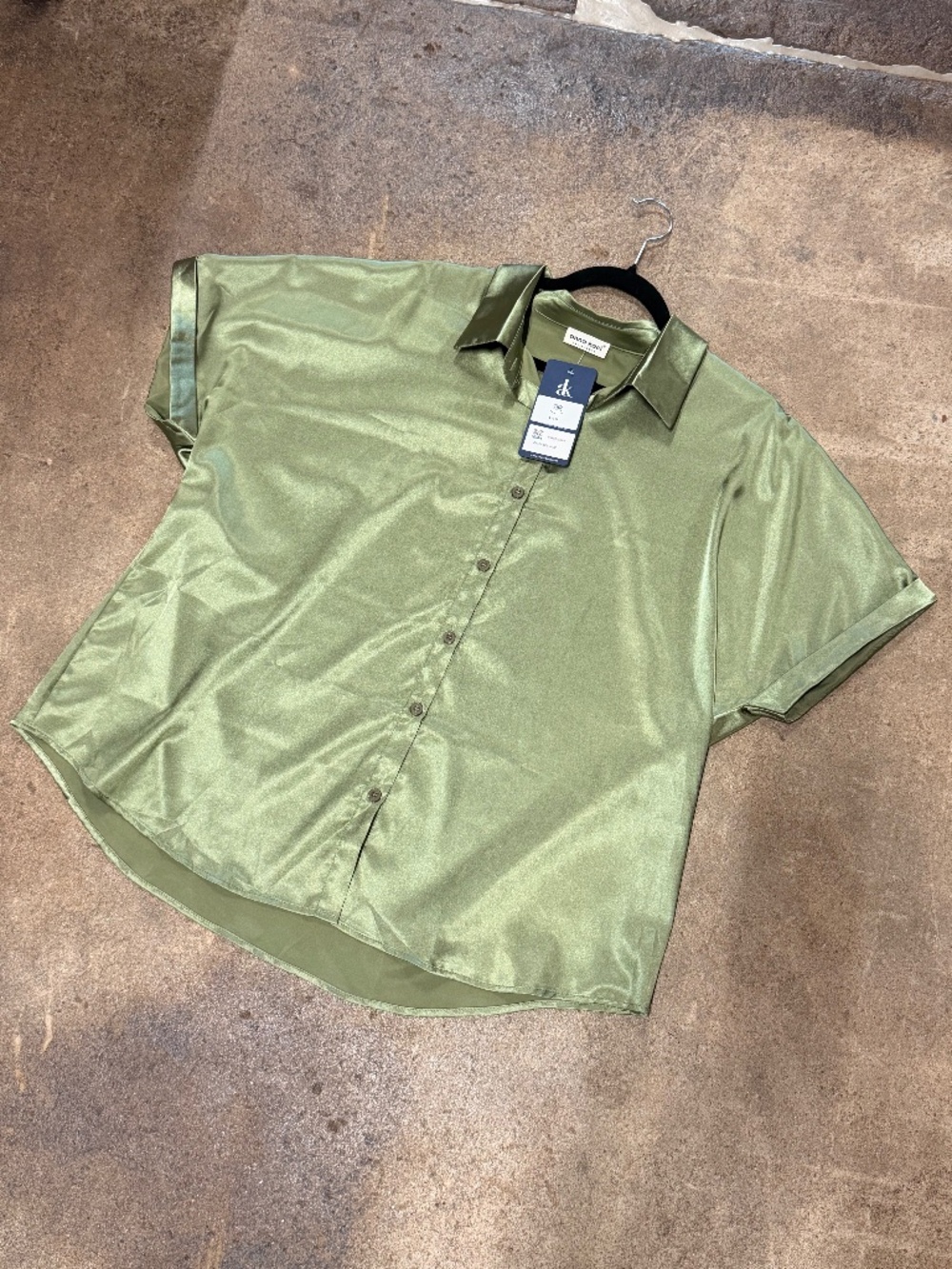 Anna-Kaci Short Sleeve Sateen Button Up (Ladies), 2XL